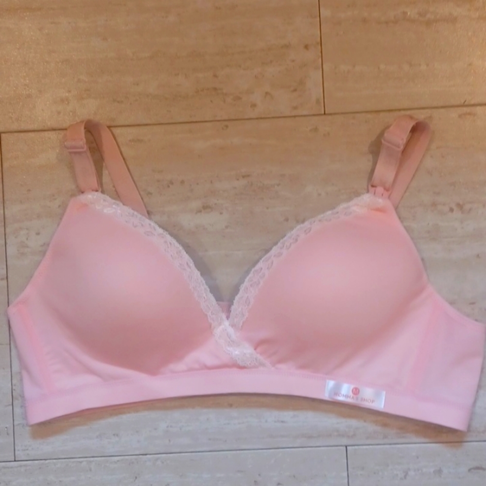 Momma's Shop Pink Lace Trim Nursing/Maternity Bra